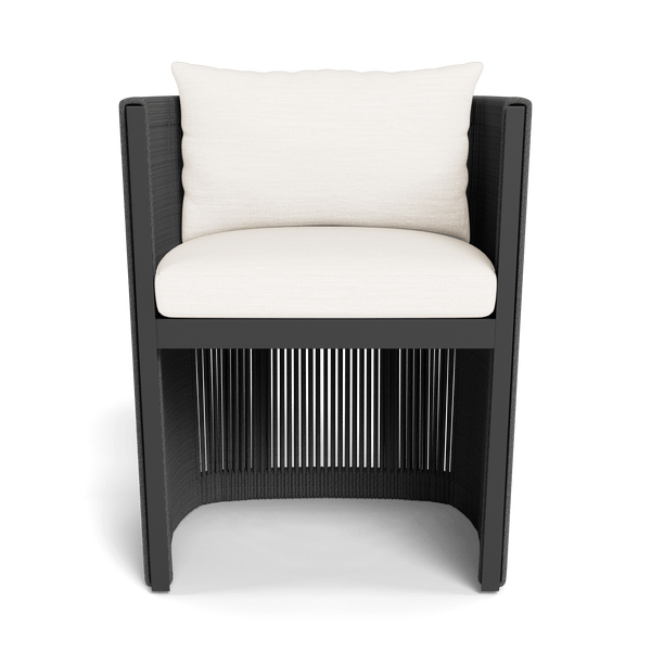 Antigua Dining Chair | Aluminum Asteroid, Panama Blanco, Rope Dark Grey