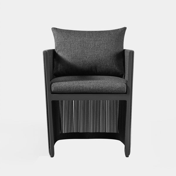 Antigua Dining Chair | Aluminum Asteroid, Panama Grafito, Rope Dark Grey