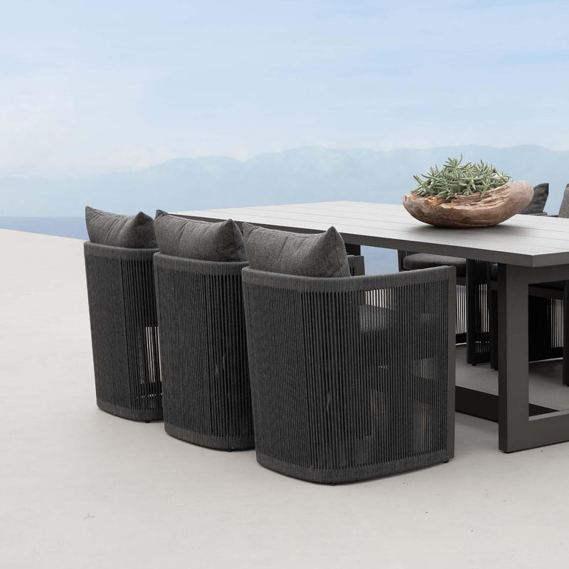 Antigua Dining Chair | Aluminum Asteroid, Panama Grafito, Rope Dark Grey