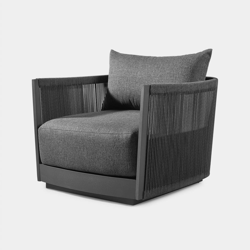 Antigua Lounge Chair | Aluminum Asteroid, Panama Grafito, Rope Dark Grey