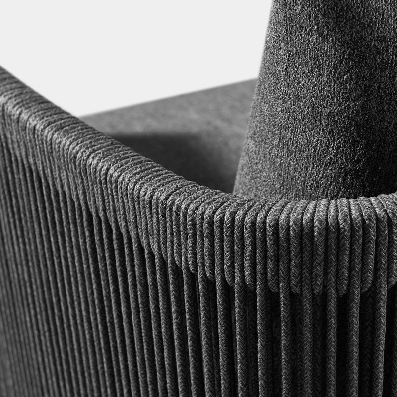 Antigua Swivel Lounge Chair | Aluminum Asteroid, Panama Grafito, Rope Dark Grey