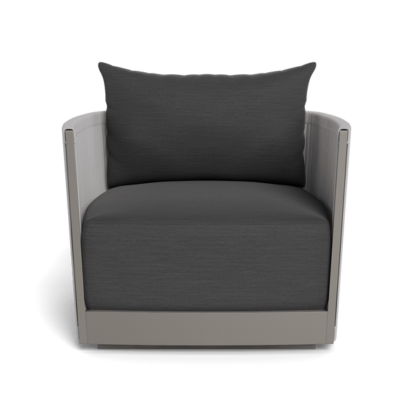 Antigua Swivel Lounge Chair | Aluminum Taupe, Panama Grafito, Rope Light Grey
