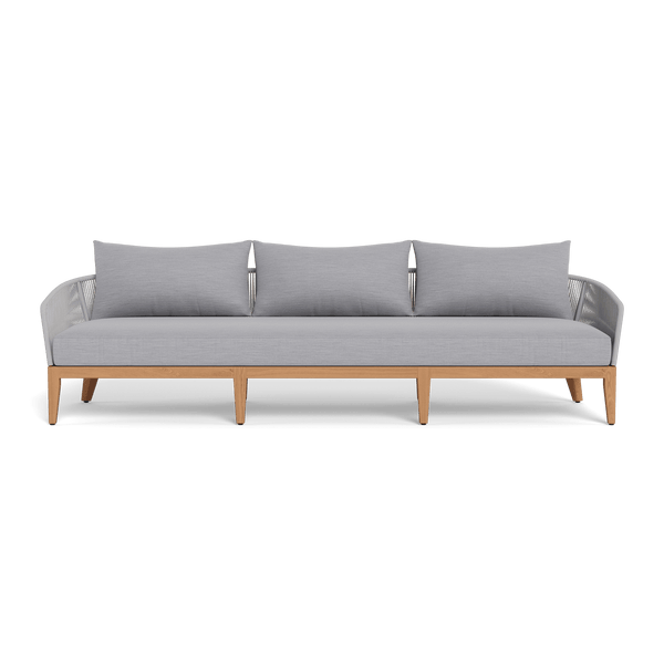 Avalon 3 Seat Sofa | Teak Natural, Panama Cloud, Rope Light Grey