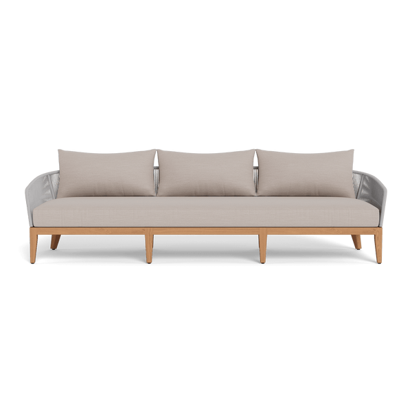 Avalon 3 Seat Sofa | Teak Natural, Panama Marble, Rope Light Grey