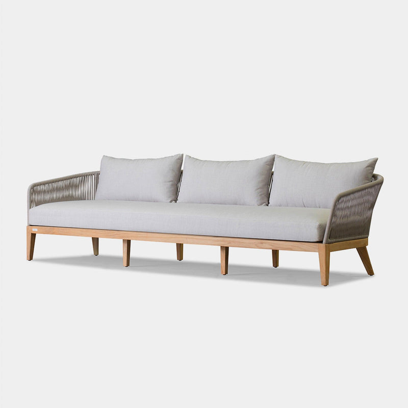 Avalon 3 Seat Sofa | Teak Natural, Panama Marble, Rope Light Grey