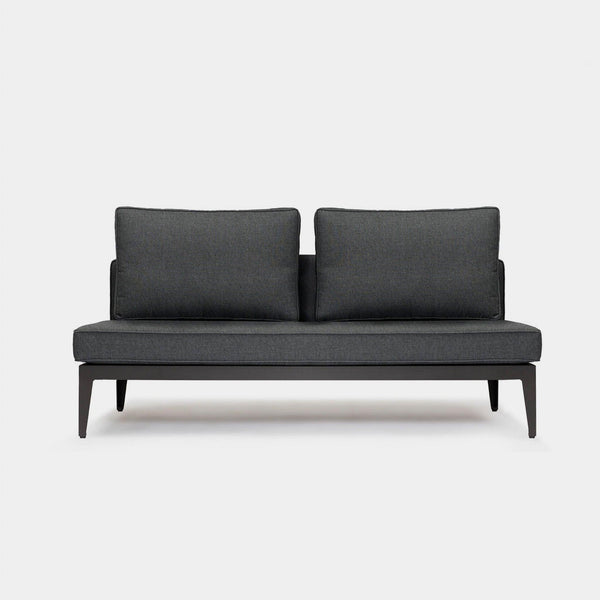 Balmoral 2 Seat Armless Sofa | Aluminum White, Lisos Piedra, Strapping White