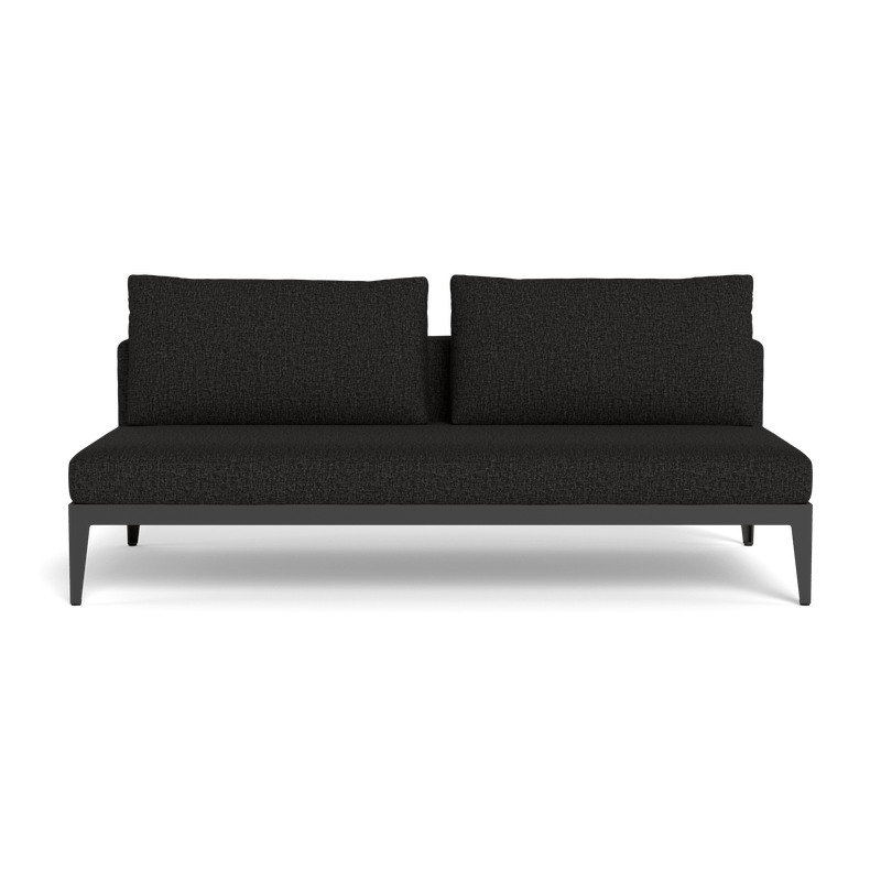 Balmoral 2 Seat Armless Sofa | Aluminum Asteroid, Copacabana Midnight, Strapping Taupe
