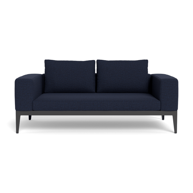 Balmoral 2 Seat Sofa | Aluminum Asteroid, Siesta Indigo, Strapping Taupe