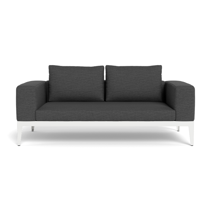 Balmoral 2 Seat Sofa | Aluminum White, Lisos Grafito, Strapping White