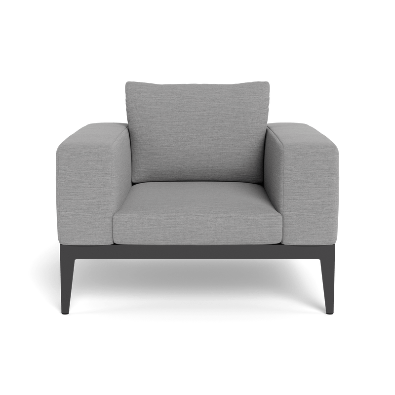 Balmoral Lounge Chair | Aluminum Asteroid, Lisos Piedra, Strapping Taupe