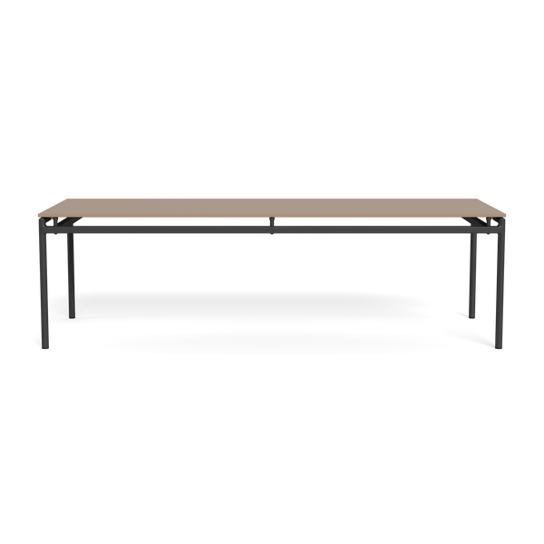 Breeze Glass Dining Table 102" | Aluminum Asteroid, Glass Taupe,