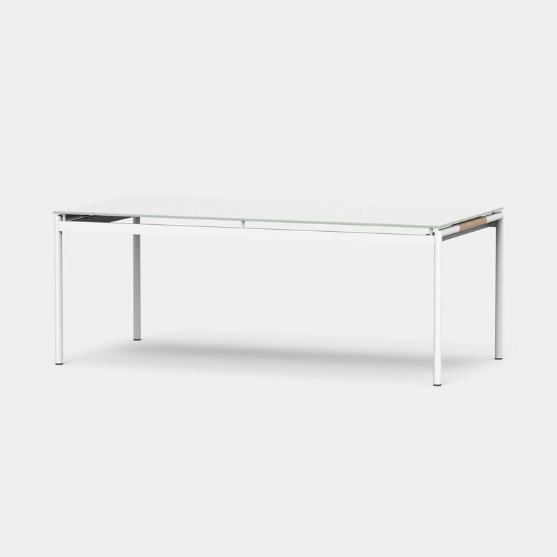 Breeze Glass Dining Table 79" | Aluminum Asteroid, Glass Taupe,