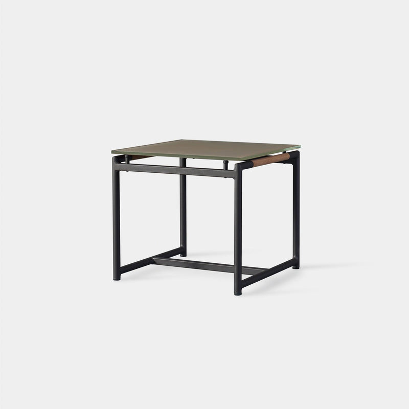 Breeze Side Table | Aluminum Asteroid, Glass Taupe,