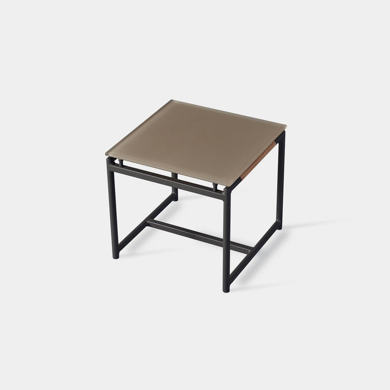 Breeze Side Table | Aluminum Asteroid, Glass Taupe,