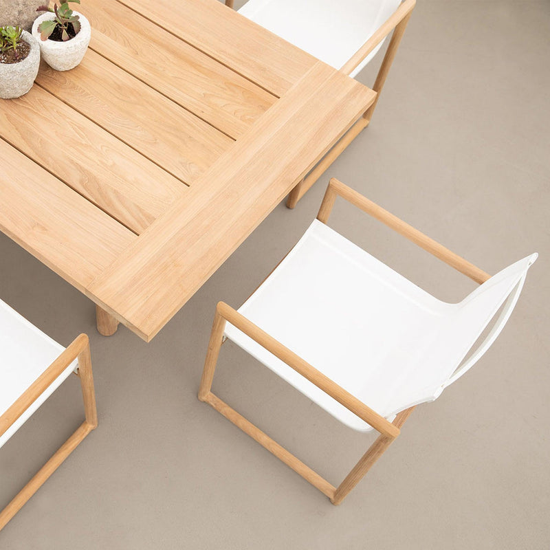 Breeze Xl Teak Dining Chair | Teak Natural, Batyline White,