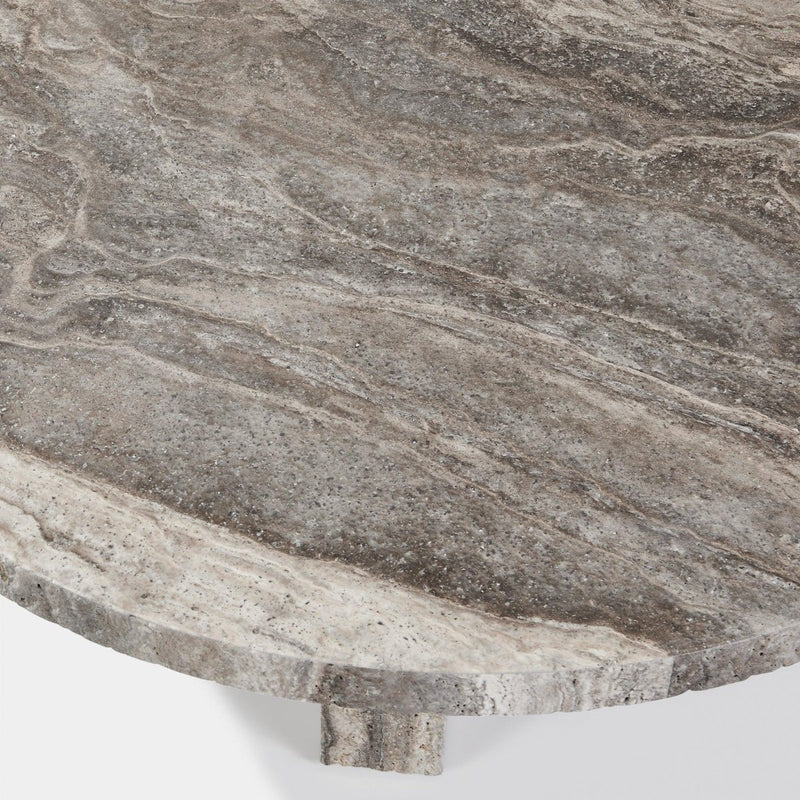 Florence Round Plank Coffee Table | Chipped Travertine Dark Grey, ,