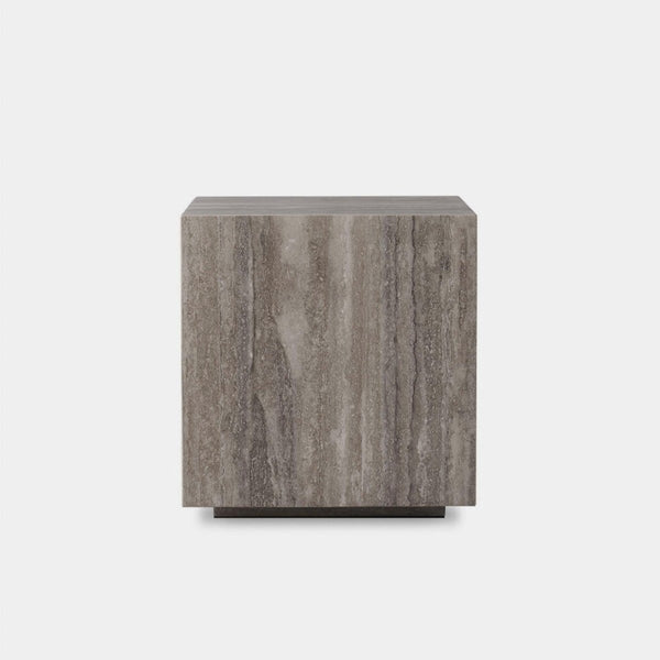 Florence Square Side Table | Travertine Dark Grey, ,