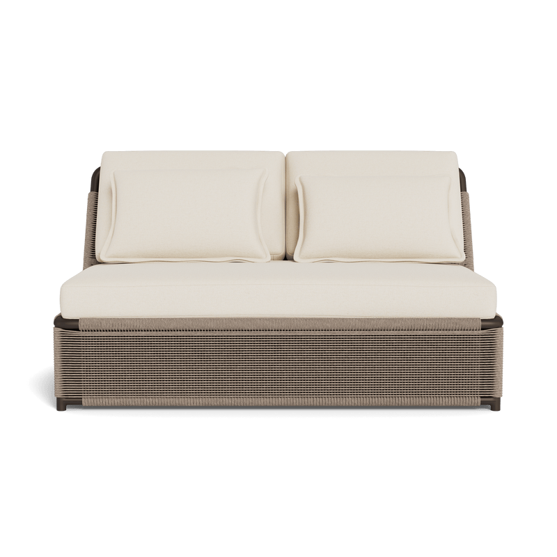 FORMENTERA 2 SEAT ARMLESS SOFA | Aluminum Bronze, Siesta Ivory, Twisted Rope Dune