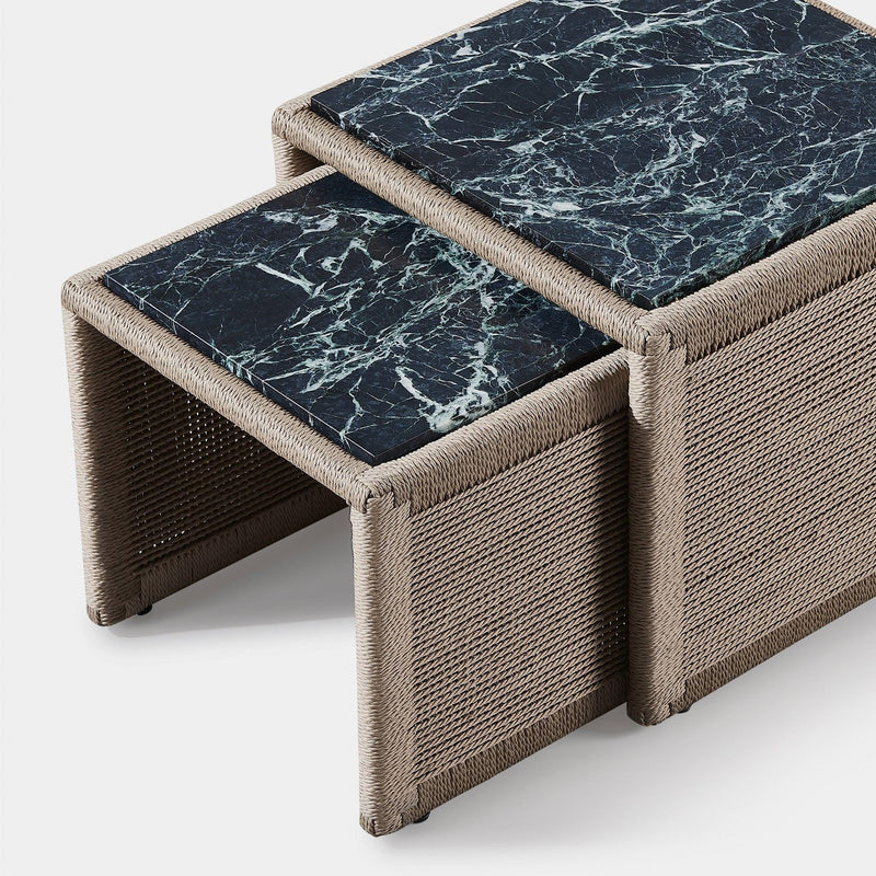FORMENTERA NESTING SIDE TABLES | Twisted Rope Dune, Marble Verde,