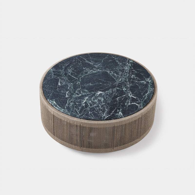 FORMENTERA ROUND COFFEE TABLE | Twisted Rope Dune, Marble Verde,