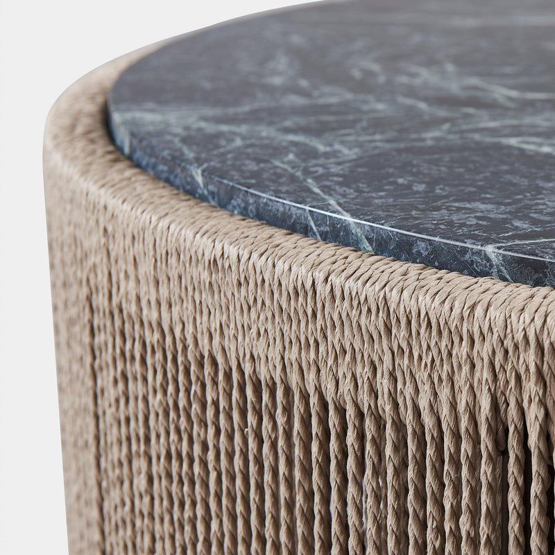 FORMENTERA ROUND COFFEE TABLE | Twisted Rope Dune, Marble Verde,