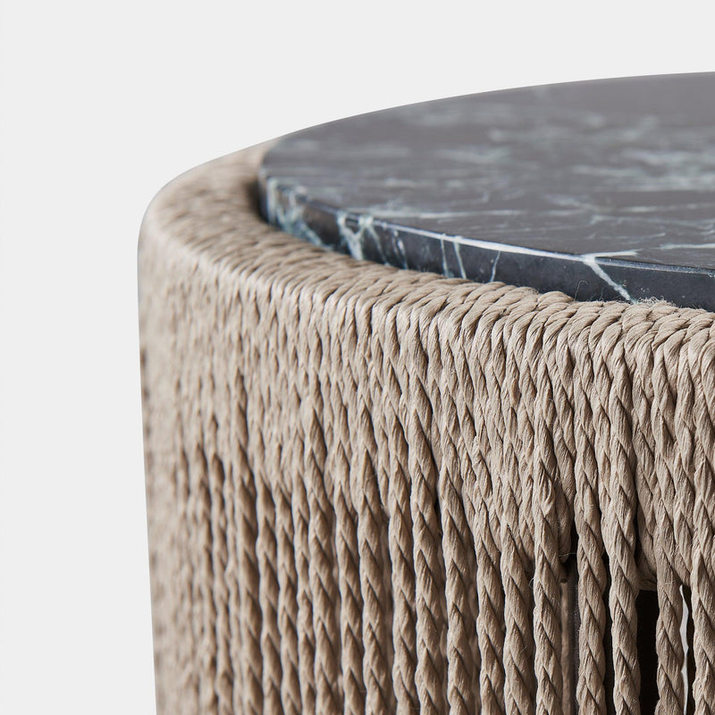 FORMENTERA ROUND SIDE TABLE | Twisted Rope Dune, Marble Verde,