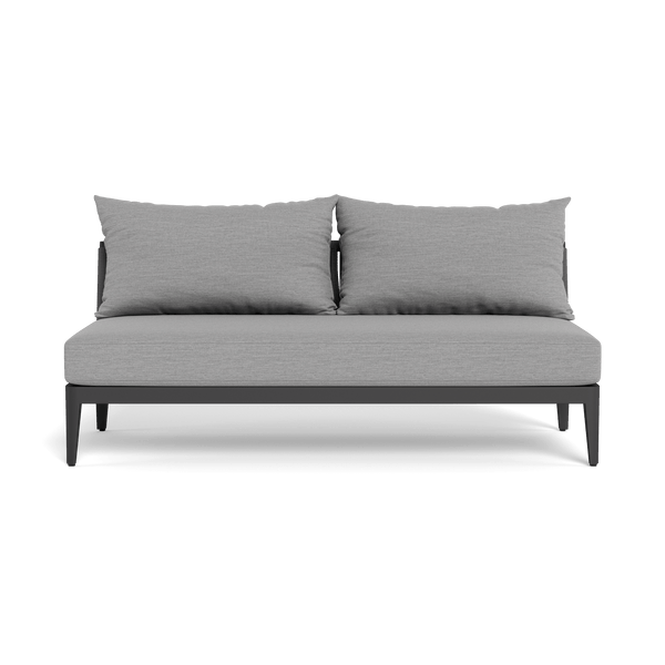 Hamilton 2 Seat Armless Sofa | Aluminum Asteroid, Lisos Piedra, Rope Dark Grey