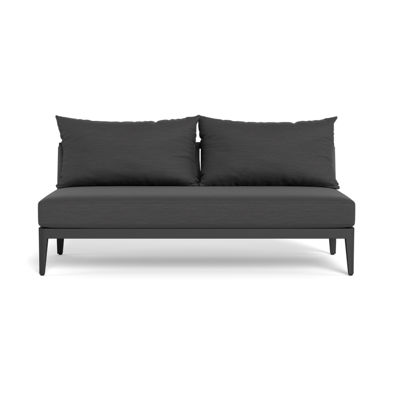 Hamilton 2 Seat Armless Sofa | Aluminum Asteroid, Panama Grafito, Rope Dark Grey