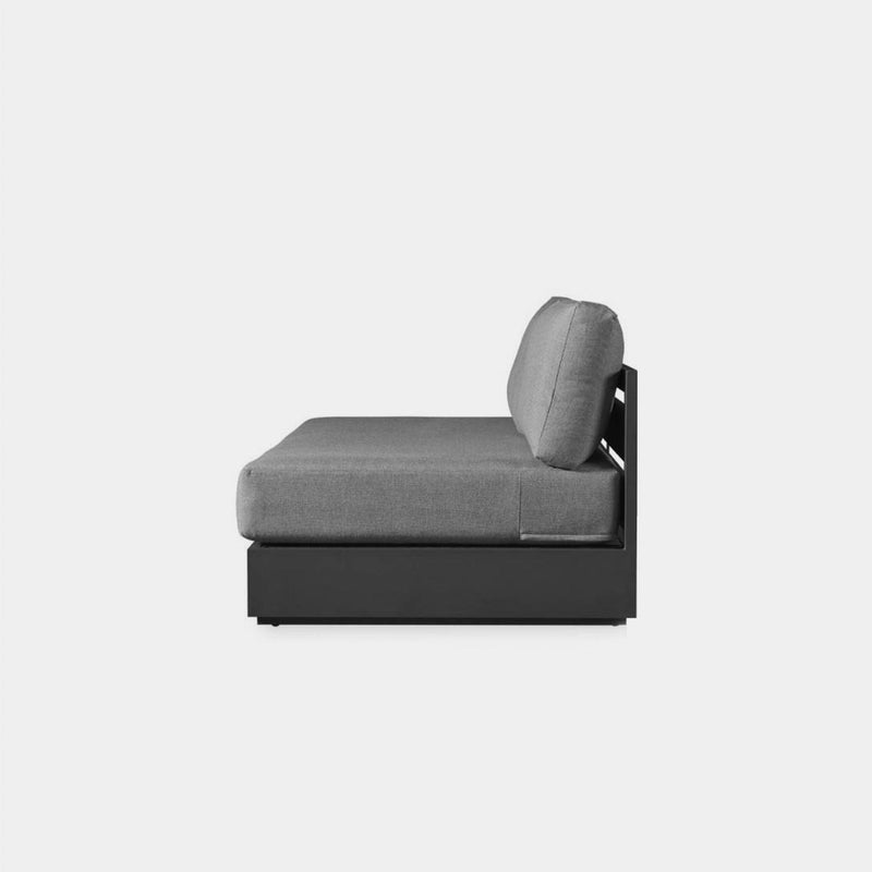Hayman 2 Seat Armless Sofa | Aluminum Asteroid, Lisos Grafito, Batyline Silver