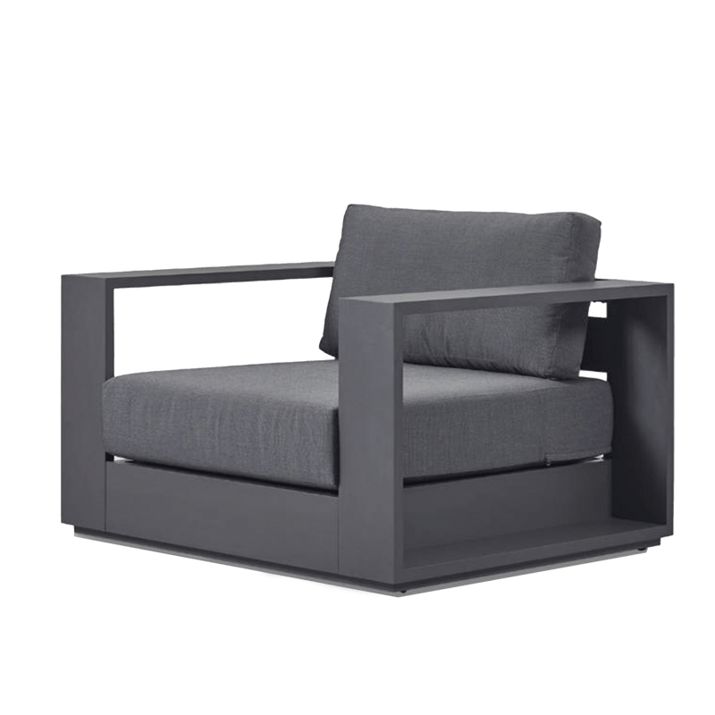Hayman Swivel Lounge Chair | Aluminum Asteroid, Lisos Grafito, Batyline Silver
