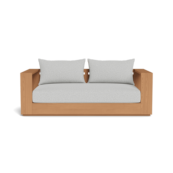 Hayman Teak 2 Seat Sofa | Teak Natural, Copacabana Sand, Batyline White