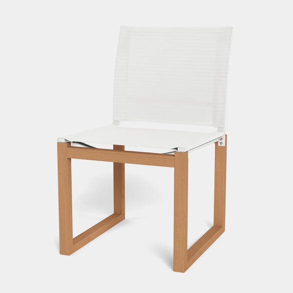 Hayman Teak Armless Dining Chair | Teak Natural, Batyline White,