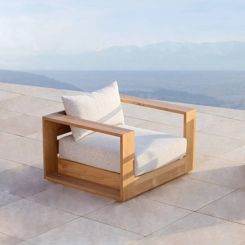 Hayman Teak Swivel Lounge Chair | Teak Natural, Copacabana Sand, Batyline White