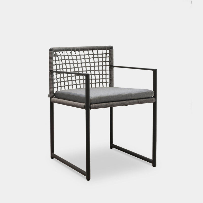 Loop Dining Chair | Aluminum Asteroid, Panama Grafito, Wicker Grey