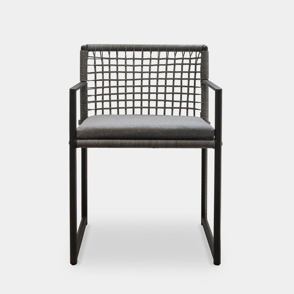Loop Dining Chair | Aluminum Asteroid, Panama Grafito, Wicker Grey