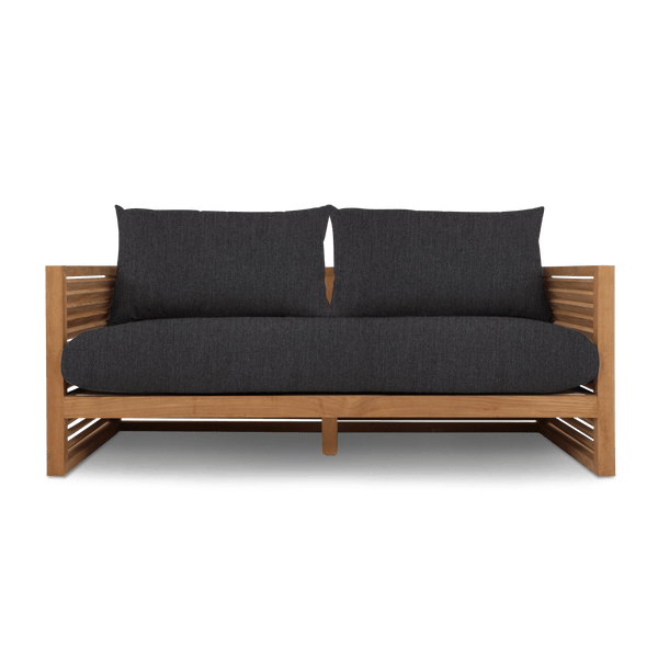 Louver 2 Seat Sofa | Teak Natural, Lisos Grafito, Batyline White