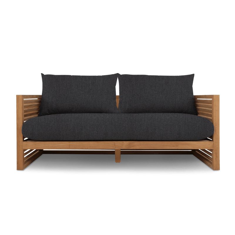 Louver 2 Seat Sofa | Teak Natural, Lisos Grafito, Batyline White