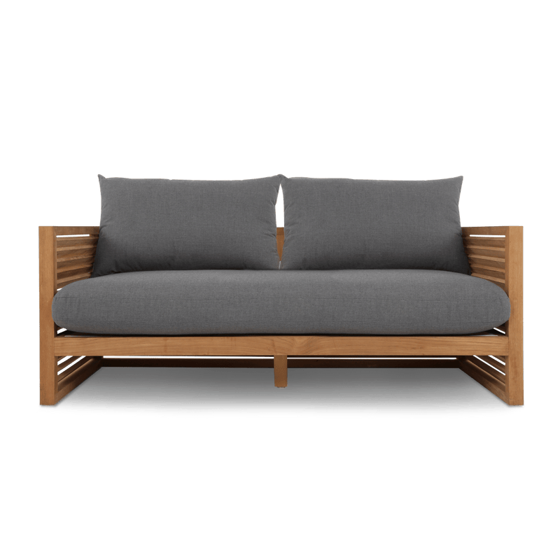 Louver 2 Seat Sofa | Teak Natural, Cast Slate, Batyline White
