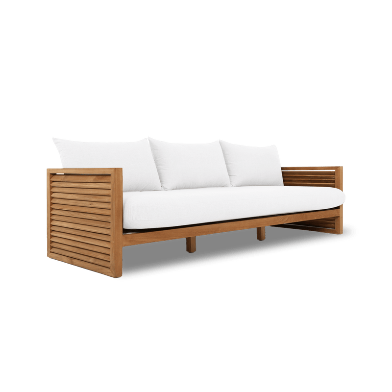 Louver 3 Seat Sofa | Teak Natural, Canvas Natural, Batyline White