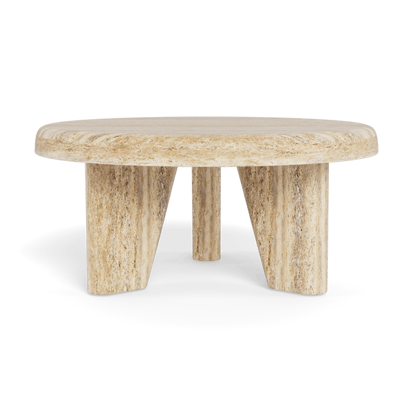 Lucca Round Coffee Table 33" | Travertine Natural, ,