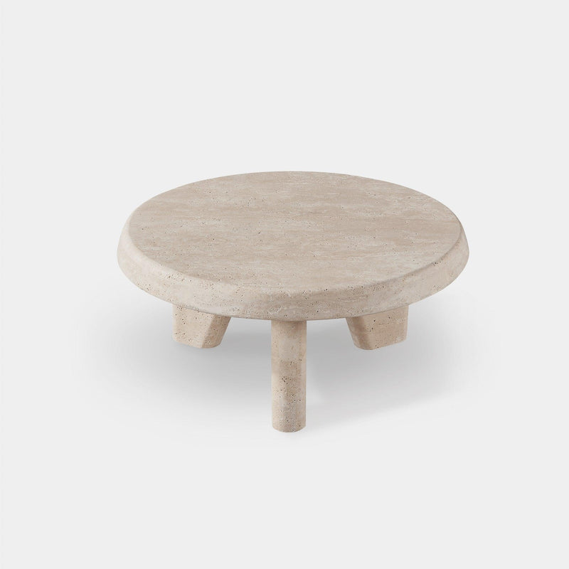 Lucca Round Coffee Table 33" | Travertine Natural, ,