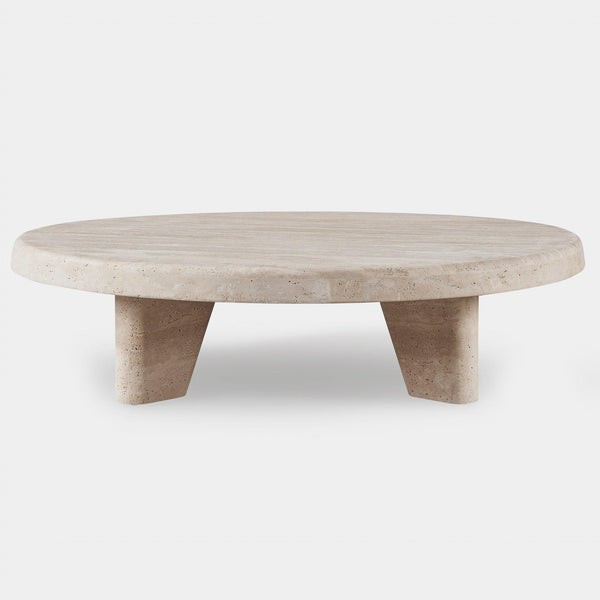Lucca Round Coffee Table 47" | Travertine Natural, ,