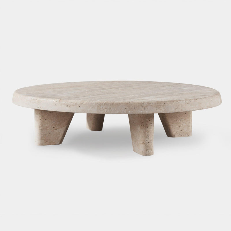 Lucca Round Coffee Table 47" | Travertine Natural, ,