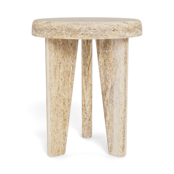 Lucca Round Side Table | Travertine Natural, ,