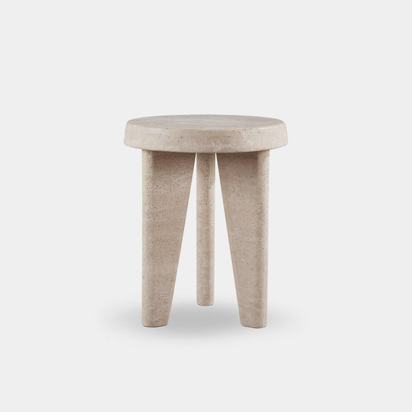 Lucca Round Side Table | Travertine Natural, ,