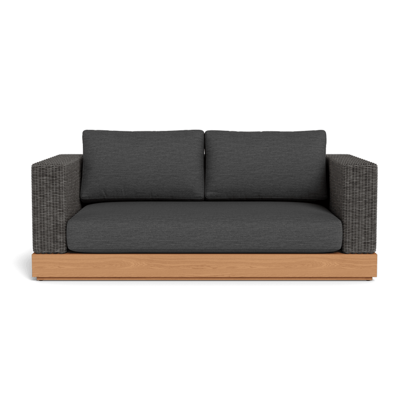 Malabar 2 Seat Sofa | Teak Natural, Lisos Grafito, Wicker Grey