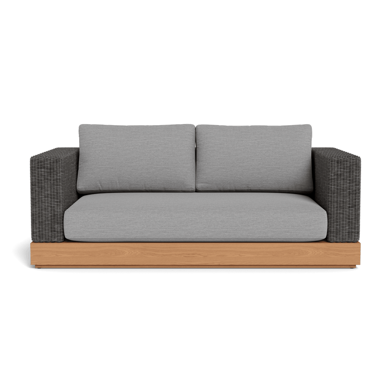Malabar 2 Seat Sofa | Teak Natural, Lisos Piedra, Wicker Grey