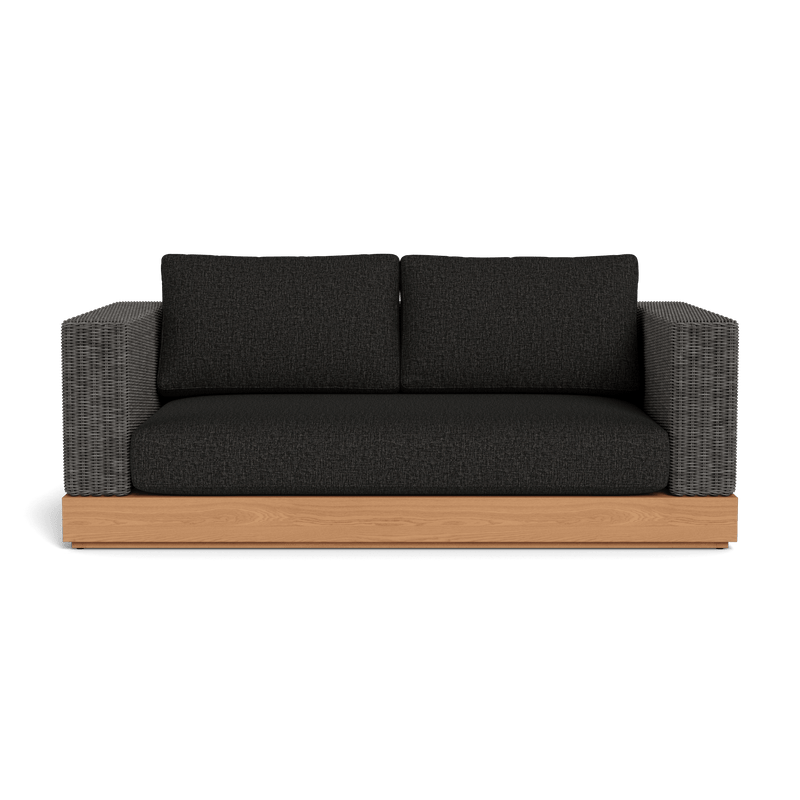 Malabar 2 Seat Sofa | Teak Natural, Copacabana Midnight, Wicker Grey