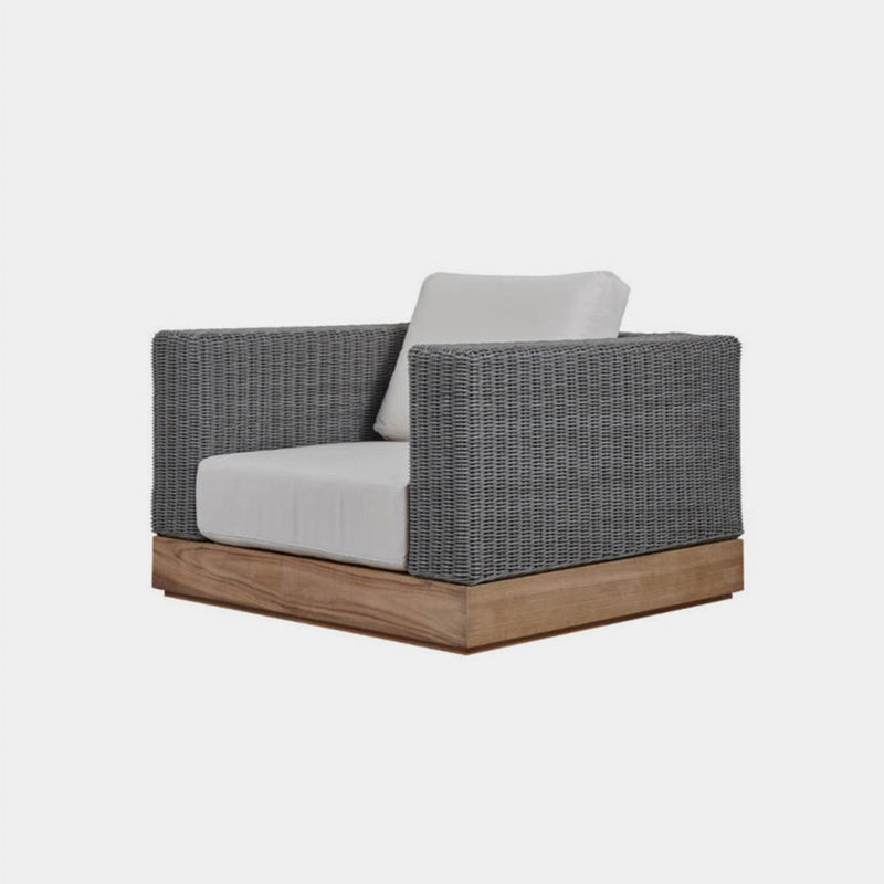 Malabar Lounge Chair | Teak Natural, Copacabana Sand, Wicker Grey
