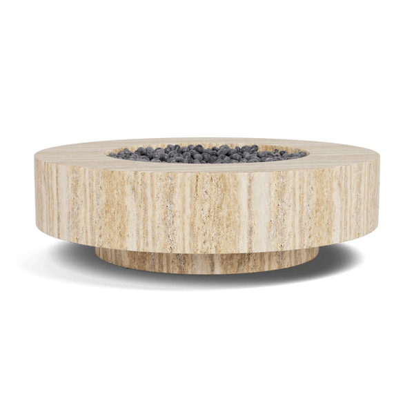 Mason Round Fire Table | Travertine Natural, ,